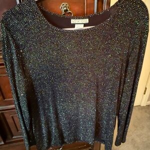 Notations Glittering Black Long Sleeve Top